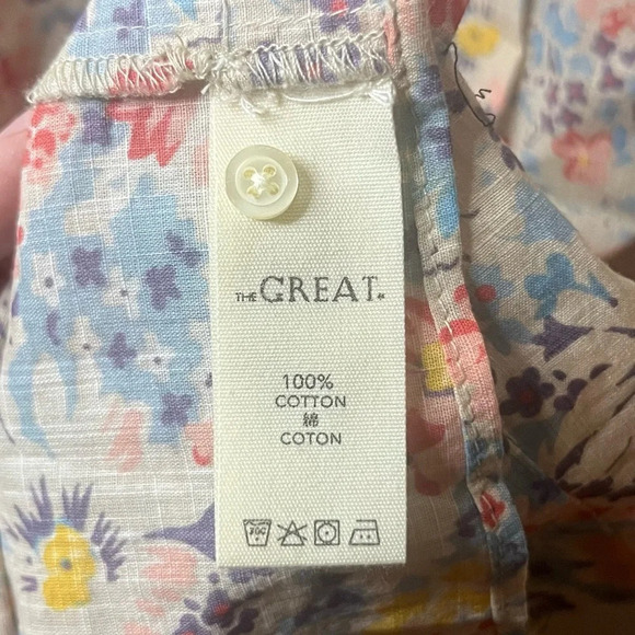 THE GREAT. Bonnet 100% Cotton Prairie Floral Boho Peasant Summer Midi Dress - Picture 16 of 16